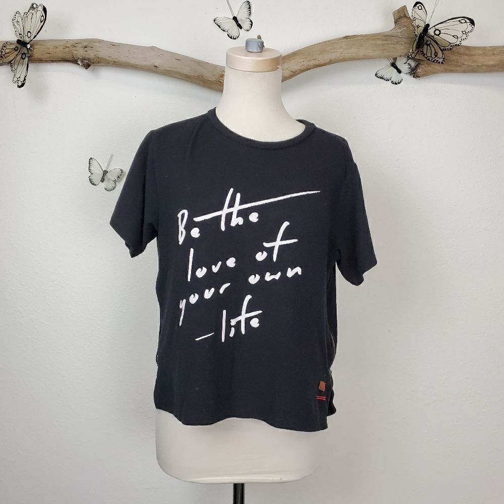 Peace love world textured tee with side zips